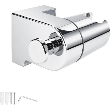 Supporto per soffione doccia girevole a 360°, zincato, superficie liscia, supporto per soffione doccia regolabile in acciaio inox 304 (1/4)