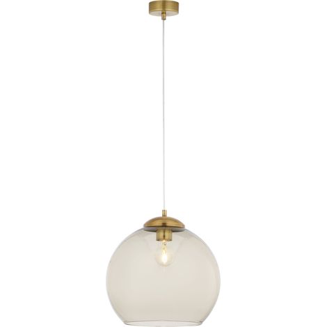 Lampada sospensione ottone vetro fumé E27 15W ASTI