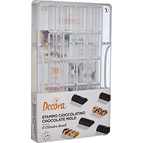 Decora 0050115 Stampo Professionale Cioccolatino Cilindro Piccolo, 20 cavità, 33 x 16 x h 8 mm, In Policarbonato, Ideale per Realizzare Cioccolatini Lucidi, Design Professionale, Made in Italy (1/4)