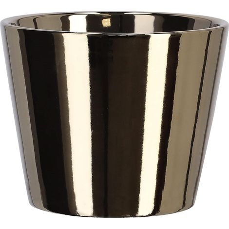 KOTARBAU Petit pot de fleurs en céramique doré brillant Ø 11 cm (1/5)
