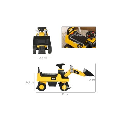 Excavatrice pour enfant, porteur, pelle excavatrice manipulable, protection anti-basculement, roues antidérapantes, jaune+noir, 78 x 29,5 x 54 cm (1/5)