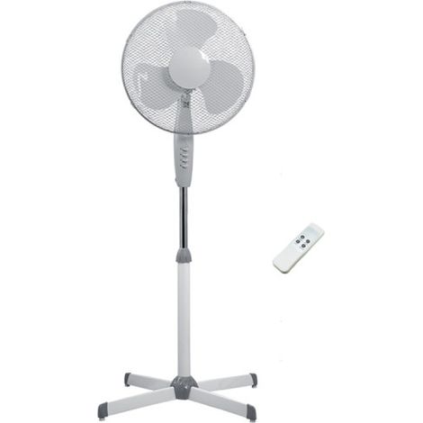 Ventilateur sur pied 50W 3 vitesses – Pales de 40 cm – Hauteur ajustable jusqu'à 120 cm – Base stable – Design moderne blanc – Electrobilsa