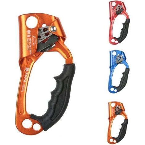 Steigklemme, Klettergriff, Kletterseilwerkzeug, Kletter- und Baumpflegeausrüstung, warmgeschmiedetes Aluminium-Magnesium-Legierungsmaterial, geeignet für 8-12 mm / Orange [Hand von