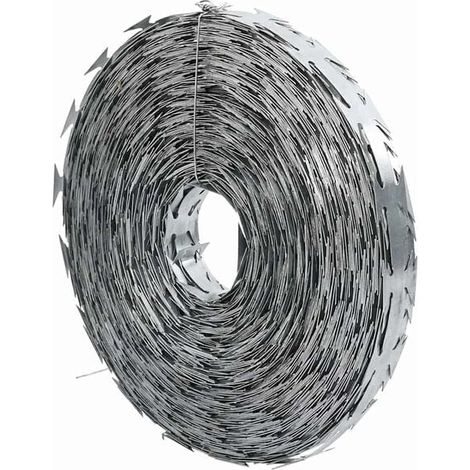 Fil de fer barbelé argenté, 5000 x 1,9 cm, acier galvanisé.