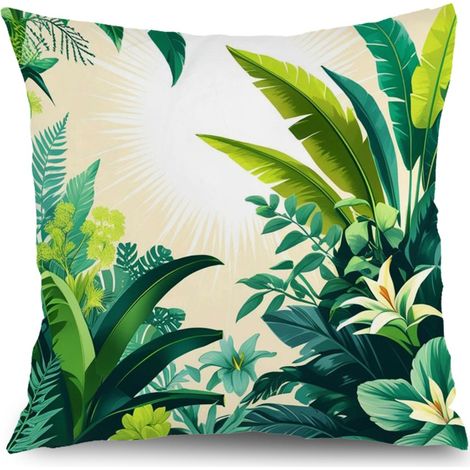 Housse de coussin plantes fleurs coton, décoration canapé,50×50cm (1/5)
