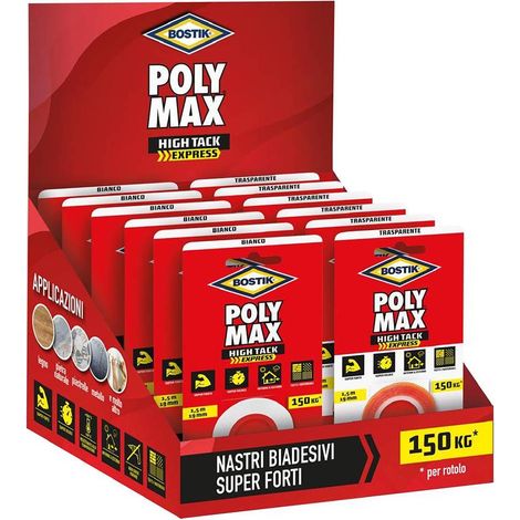 ESPOSITORE NASTRO BIADESIVO 'POLY MAX HIGH TACK EXPRESS' totale 12 blister