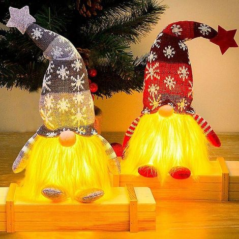 (2 Grands Pices)  Dcoration Lumineuse De  Lutin Sudois,  Avec Chapeau De Pre , Nain Scandinave, Cadeaux De  Pour Enfants, Amis Et Famille