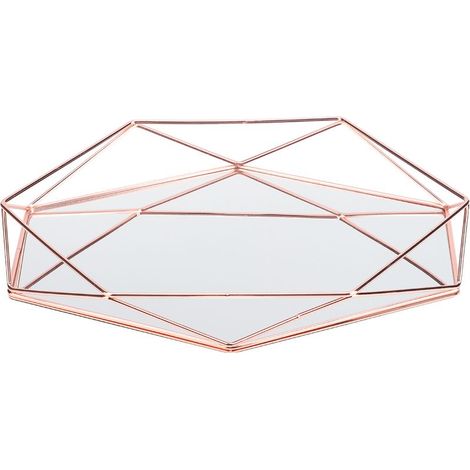 Lot métallique doré miroir hexagonal salle de bain plateau organisateur cosmétique bijou boîte rangement (1/5)