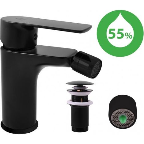 Mitigeur bidet économique à poser VLTAVA en laiton noir avec pop-up (1/4)