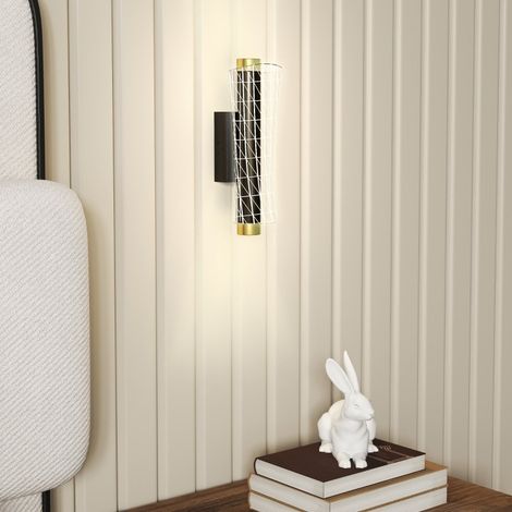 CHICFURN Applique da parete interna set di 2 30,7 x 11 x 10,5 cm metallo nero dimmerabile (1/5)