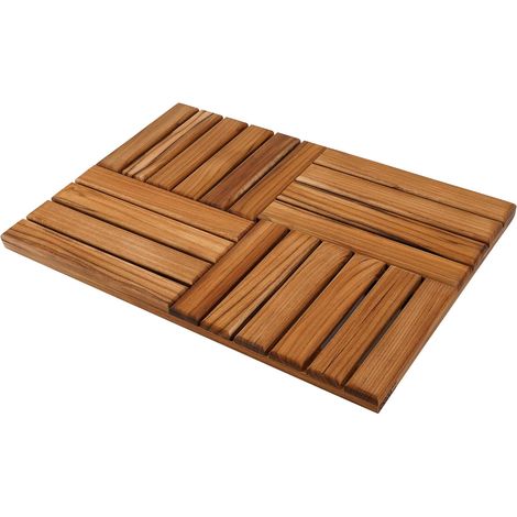 Tapis de Bain en Bois de Teck pour Salle de Bain(61 x 40.5 cm) Tapis de Douche en Madera Para Baño, Antideslizante Para Piso de Madera Para Ducha Interior, Spa, Hogar o al Aire Libre (1/5)
