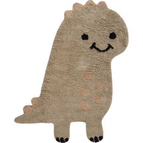 Alfombra de algodón 80 x 120 cm infantil con forma de dinosaurio marrón claro Rexy (1/5)