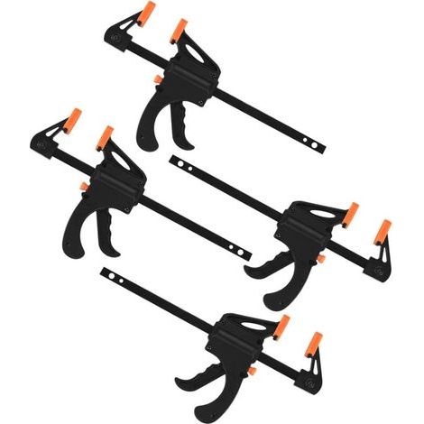 4 Pièces Serres-joints à Une Main, Pince à Barre à Cliquet, Rapide à Cliquet à Libération, Clamp Barre de Fixation pour Bois, Collier Serrage Plastique - 4 Pouces (1/5)