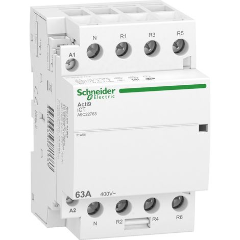 Schneider A9C22763 Acti9 iDT40 CT Contattore testa di gruppo - 63A 3P+N 4NF 230/240VAC 50HZ