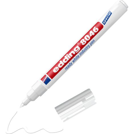 Edding – Feutre permanent blanc E8046 – Résistant à l'eau, aux bavures et à l'abrasion – Pointe ogive 1-3 mm – Prêt à l'emploi sur toutes surfaces