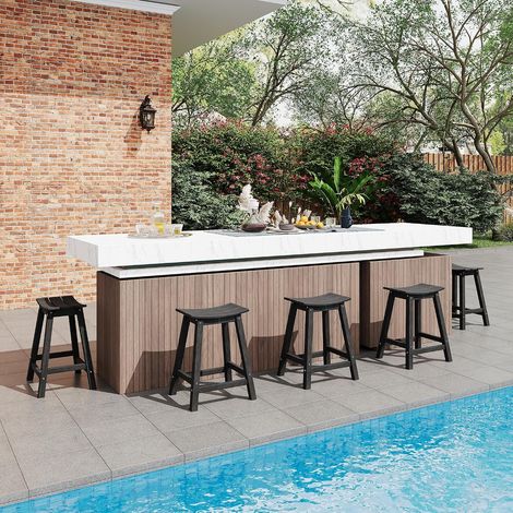 Tabouret de Bar Extérieur en HDPE Résistant aux Intempéries, Anti-UV et Antidérapant, pour Terrasse, Jardin, Balcon et Piscine (1/5)