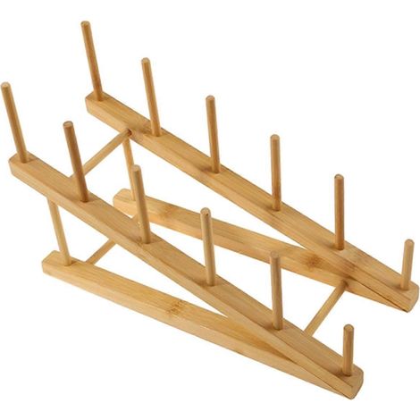 Bambou assiette étagère tasses planche à découper Saucers égouttage vaisselle Support bois cuisine rangement pot (1/5)
