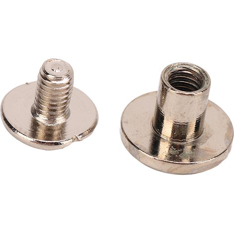 Lot de 200 vis de reliure en laiton, tête plate ronde, métal doré, pour cuir DIY, rivets à visser 9x6,5mm, argenté (1/5)