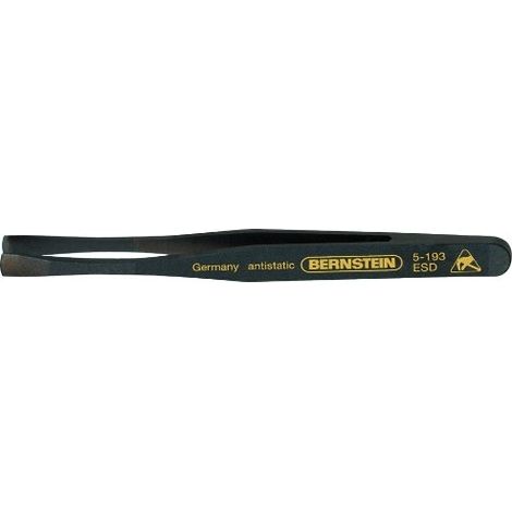 BERNSTEIN 5-193 - PINZETTE IN PLASTICA DIRITTE PIATTE E LARGHE, CONDUTTIVE, 120 MM