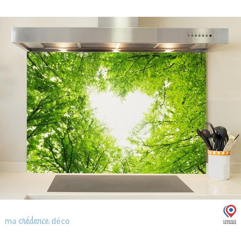 Fond de hotte : cœur et forêt - Verre trempé - 90 cm - 60 cm (1/5)