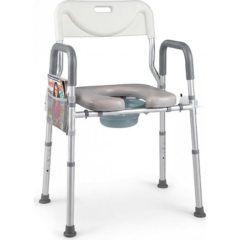 COSTWAY Ringhiera di Sicurezza per WC portata 136 kg,in Alluminio ,Altezza Regolabile 49-59 cm