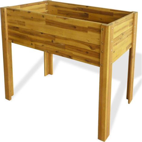Fioriera rialzata per piante e fiori da giardino in legno massello di acacia 84 cm 020001195