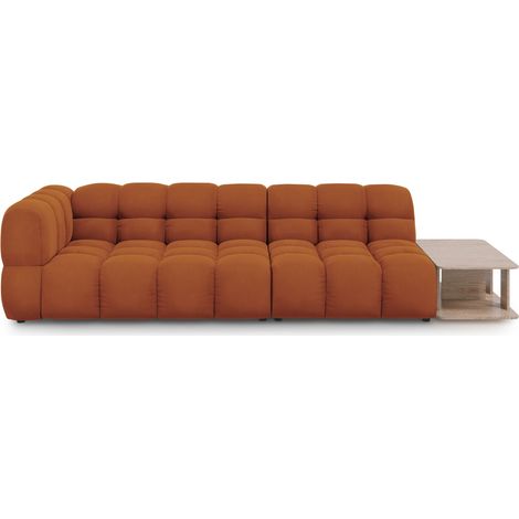 Canapé modulable droit 4 places en velours terracotta (1/5)