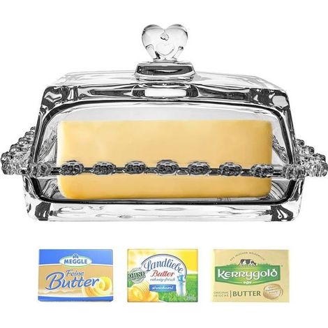 Butterdose aus Glas mit Deckel, rechteckige Butterdose, BPA-frei, strapazierfähiges Material, Küchen (1/5)