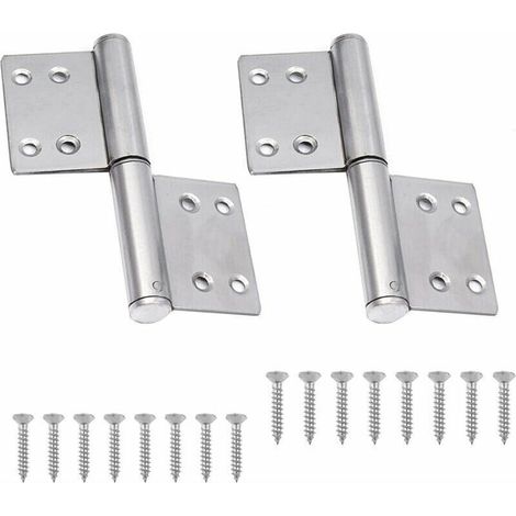 - 2pcs Drapeau Charnière en Acier Inoxydable Démontable Paumelles de Porte Charnières de Porte avec Rotation à 360 Degrés et 2 Feuilles Charnieres Meuble Pliable et Silencieuse avec 16pcs Vis (1/5)