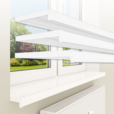 HEXIM Fensterbank bis 3 Meter Fensterbrett weiß matt glanz Kunststoff PVC innen DIN EN 13501-1: 25cm - Glanz, 240cm lang