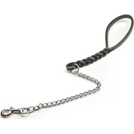 Utilia Pet GUINZAGLIO IN CUOIO DOPPIA TRECCIA CON CATENA cm. 60 col. Assortiti