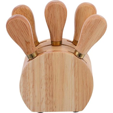 Ensemble Couteaux à Fromage Inox Support en Bois, Fourchettes et Tartineur Polyvalents, Ustensiles Cuisine Pratiques pour Service et Préparation, Kit 5 Pièces pour Plateaux et Pâtisserie (1/5)