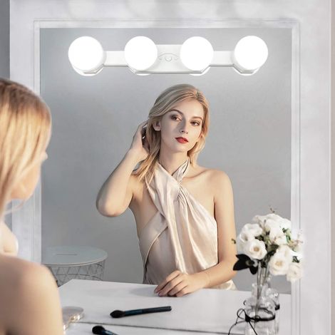 Lampe de maquillage portable sans fil rechargeable, avec4individudirigéAmpoule, couleur et luminosité réglables (1/5)
