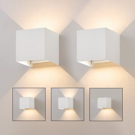 Applique murale LED Extérieur blanc Lampe -GBLY 2 pièces  up down Luminaire extérieure 5W Spot mural intérieur Ip65 Etanche Lampe couloir Cage d'escalier