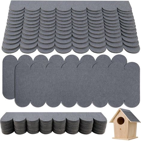 Lot de 32 bardeaux de toit autocollants en carton goudronné - Décoration pour nichoir à oiseaux, nichoir - Tuiles de toit - Gris (1/5)