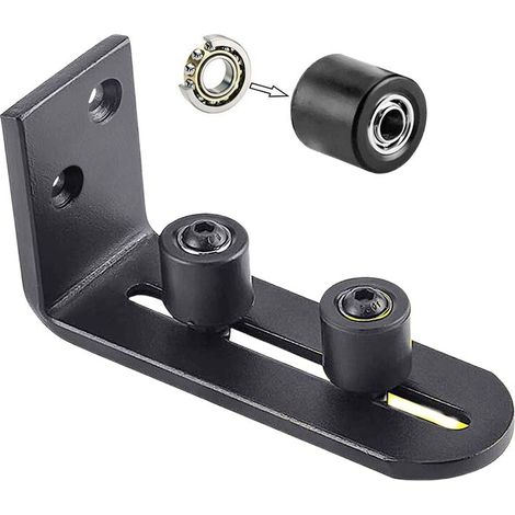 Bodenführung für Schiebetüren im Scheunentor-Stil, verstellbare Wandhalterung mit Kugellagern, Schwarz (1/2)