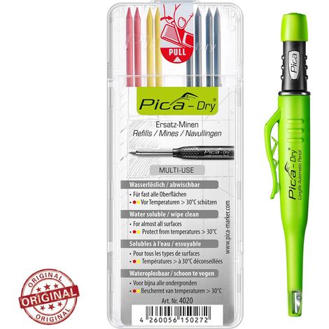 Pica DRY Automatic Trade Graphite Pencil Marker 4020 Leads Red Yellow PICA30402