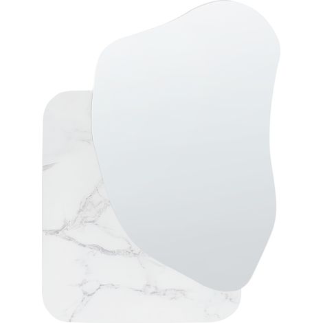 Espejo de pared decorativo MDF estilo moderno 80 x 60 cm asimétrico accesorios mármol blanco Arvert