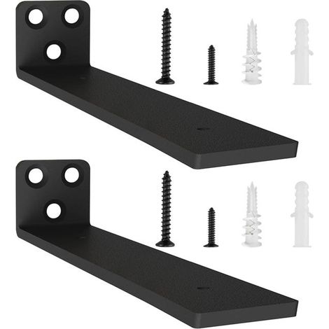 Stück 20 cm Wandregalhalterungen, Schwerlasthalterungen, Wandregalstützen für offene DIY-Regale (Schwarz)