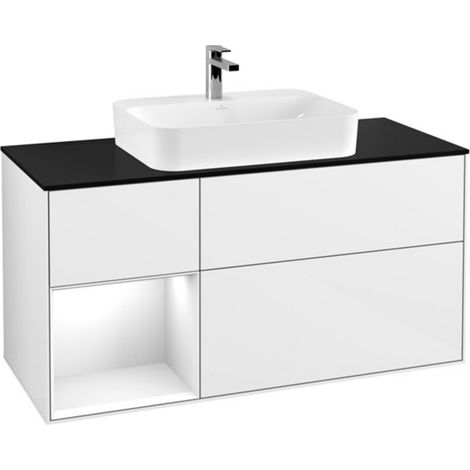 V&B Waschtischunterschrank Wandbeleuchtung Finion 120cm, Pl b m, Rg l g w Lac, glo wh. Lac (1/2)