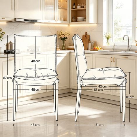 Set de 4 chaises design à dossier capitonné, assise confortable, pack de 4 unités uniquement. (1/5)