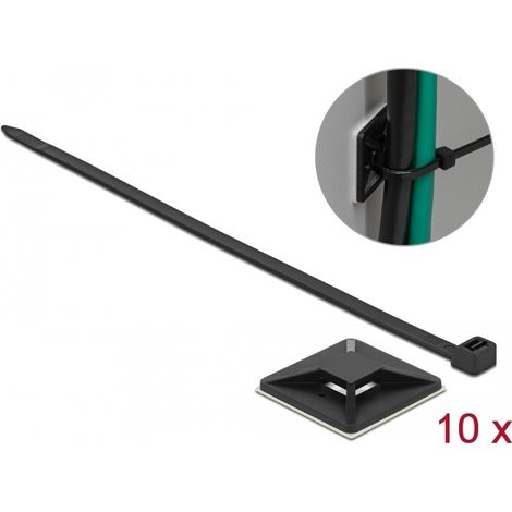 Delock Soporte de Sujetacables 40 x 40 mm con Sujetacables con LA 250 x AN 7,2 mm negro