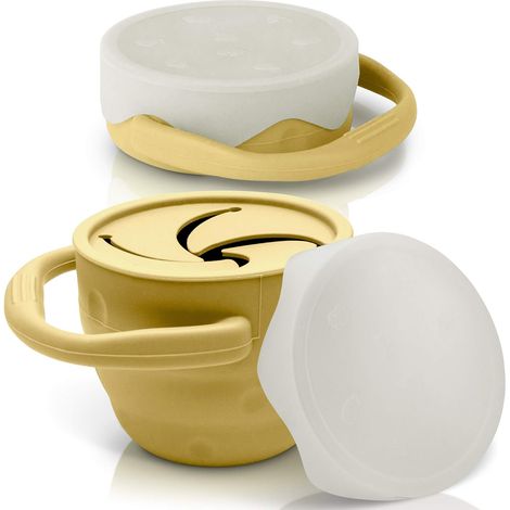 Gobelet à goûter pliable pour bébés et tout-petits - Récipient à goûter anti-fuites en silicone alimentaire - Sans BPA ni phtalates - Rouge (1/5)