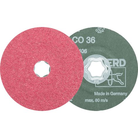 PFERD TOOLS COMBICLICK Keramikkorn Fiberscheibe Ø 115 mm CO36 für hohen Abtrag auf Stahl 25 Stk (1/4)