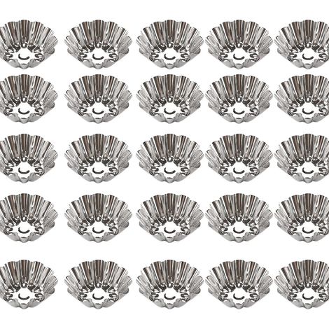 JSSEVN - 25-piece stainless steel cake pans, cupcake pans, mini tart pans, muffin pans, reusable cake pans, non-stick (1/5)