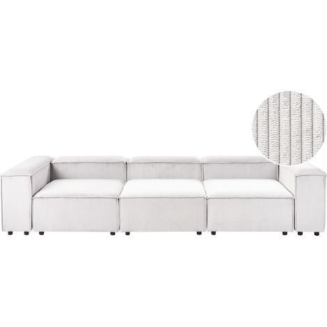Sofá modular 3 plazas moderno patas negras tapizado pana blanco crema Ardal