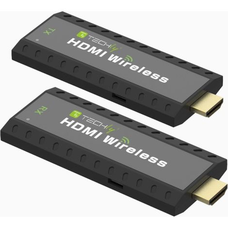 Trasmettitore e Amplificatore Wireless HDMI Techly IDATA HDMI-WL53, Estensore AV Senza Fili 50m, Risoluzione 1080p, Nero (1/5)
