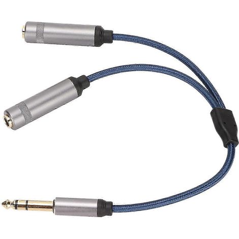 Câble adaptateur mâle 6,35 mm vers double femelle 6,35 mm, câble audio stéréo répartiteur avec prise 6,35 mm vers double prise jack 6,35 mm. (1/2)