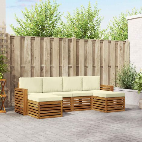 Sofagarnituren 6 pcs Natur und Creme Massivholz Akazie (1/5)