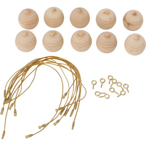 10 boules décoratives suspendues en bois, non finies, à peindre à la main (1/5)